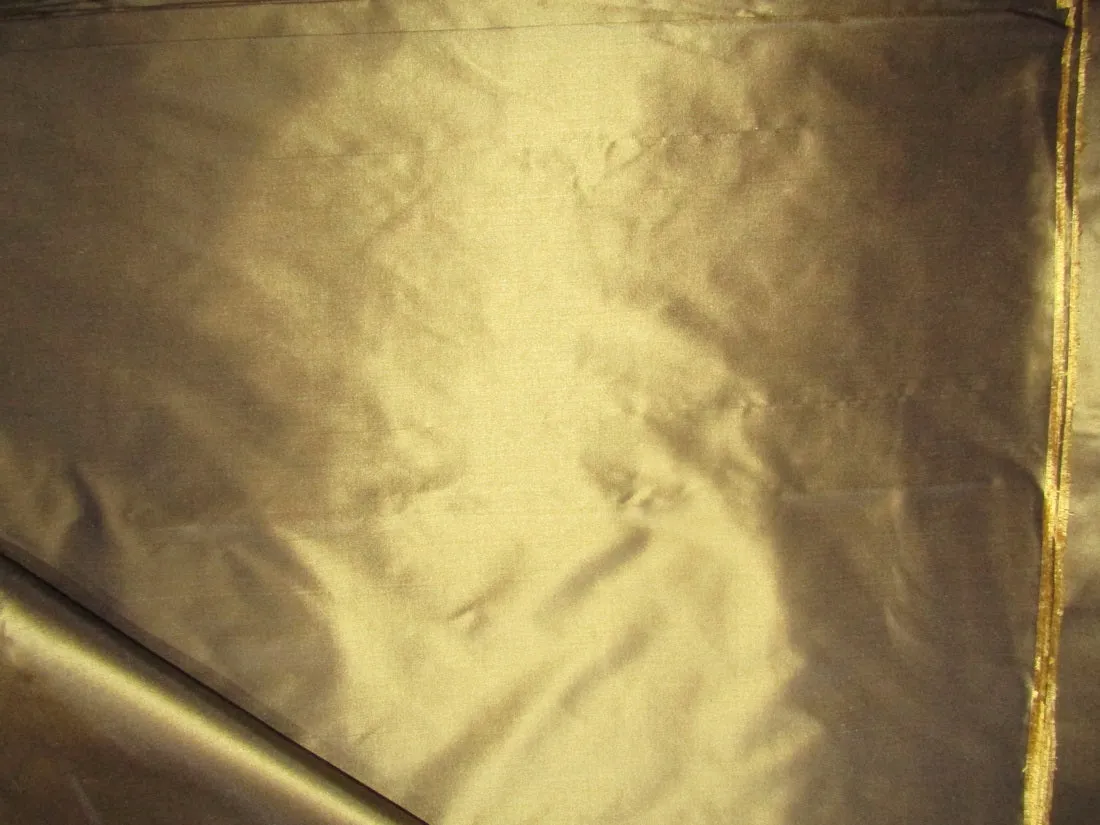 Pure Silk Taffeta fabric  golden brown ~ 54&quot;~ gold x brown color 32MOMME BY THE YARD TAF312