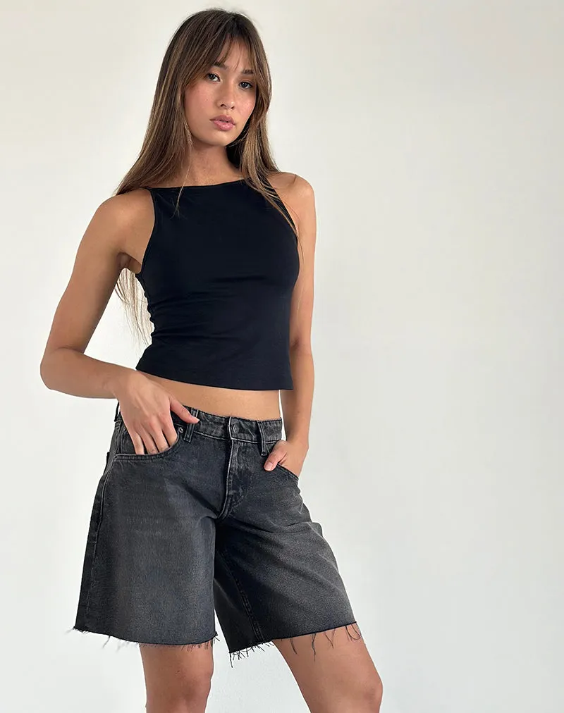 Roomy Low Rise Jorts in Washed Black Grey