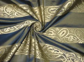 SILK TAFFETA FABRIC Blue with green shot &amp; jacquard 54&quot; wide