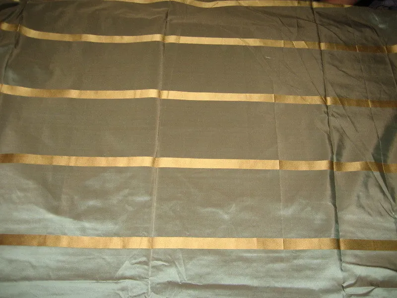 Silk Taffeta Fabric Blue x Brown with Gold Satin Stripe 54" wide TAFS69[2]