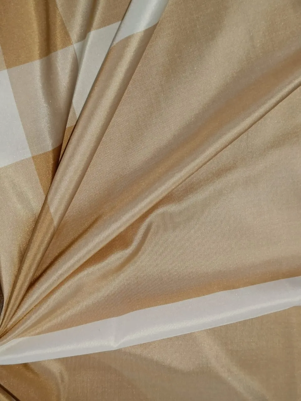 Silk Taffeta fabric Caramel Ivory colour Plaids 54" wide TAFC11[3]