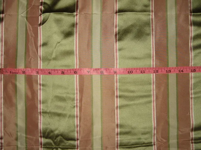 Silk Taffeta Fabric Ivory,Green &amp; Pink /w satin stripe 54&quot; wide