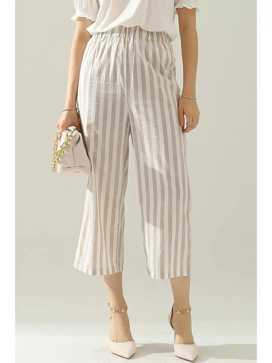 Striped Wide Leg Caprants