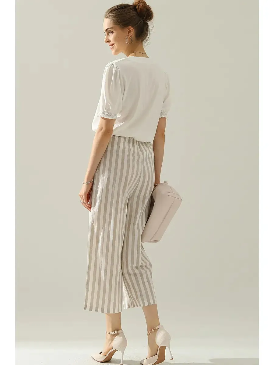 Striped Wide Leg Caprants