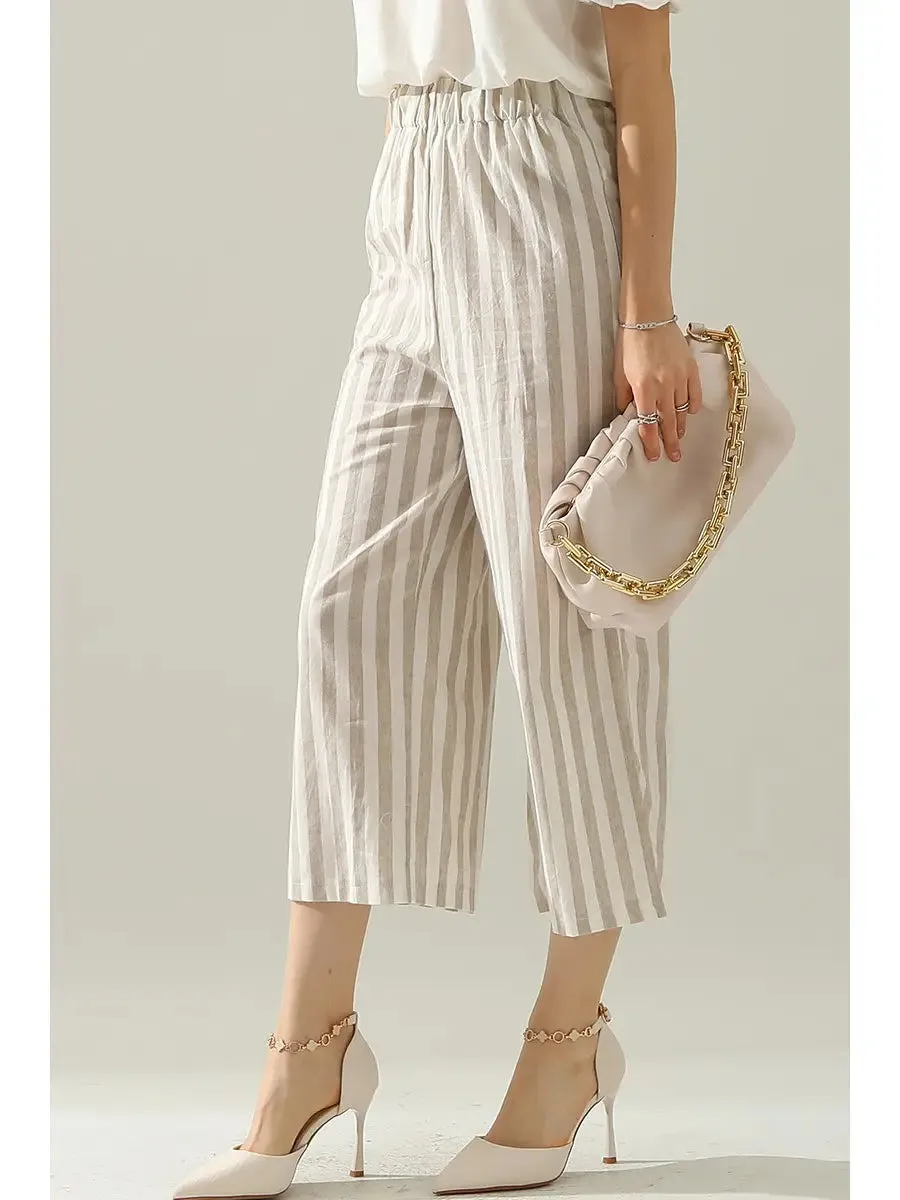 Striped Wide Leg Caprants