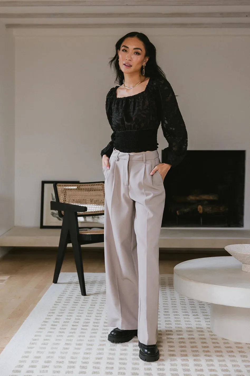 Tobi Wide Leg Pants in Taupe - FINAL SALE