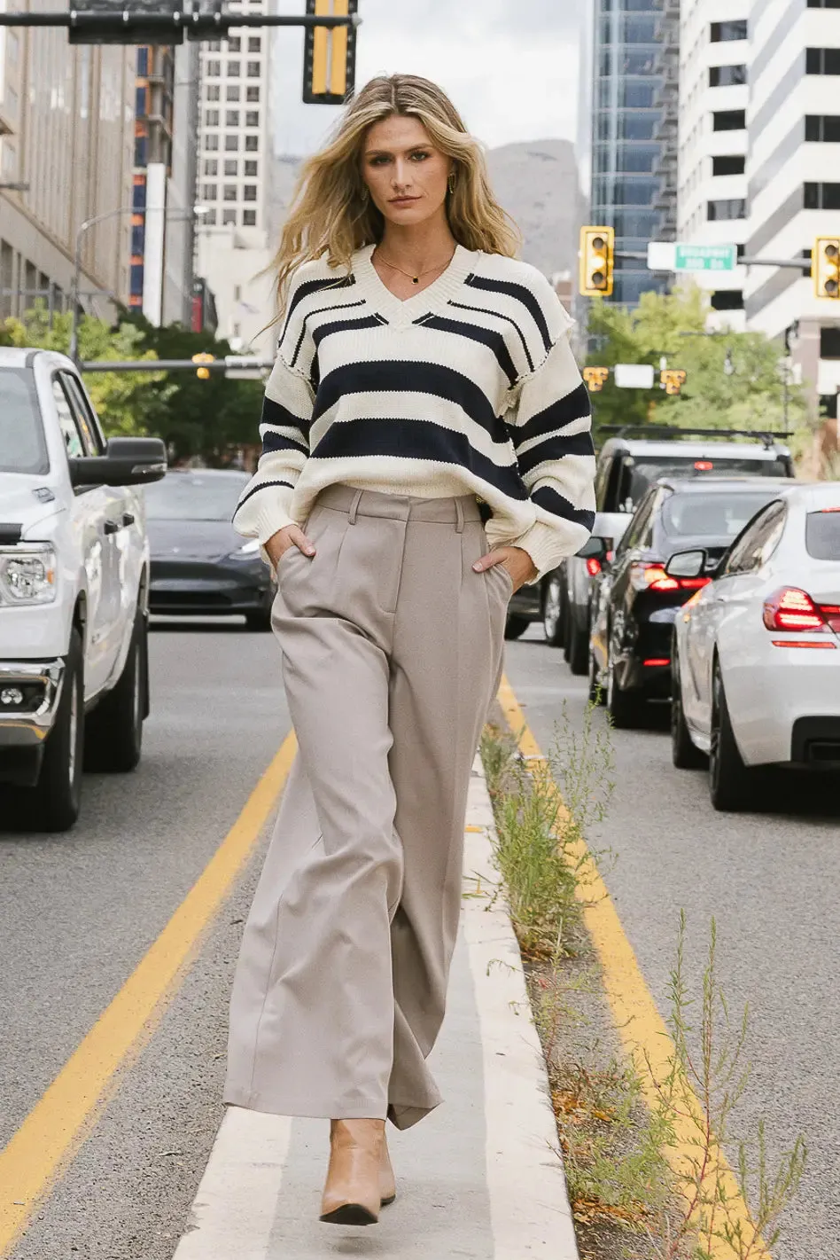 Tobi Wide Leg Pants in Taupe - FINAL SALE