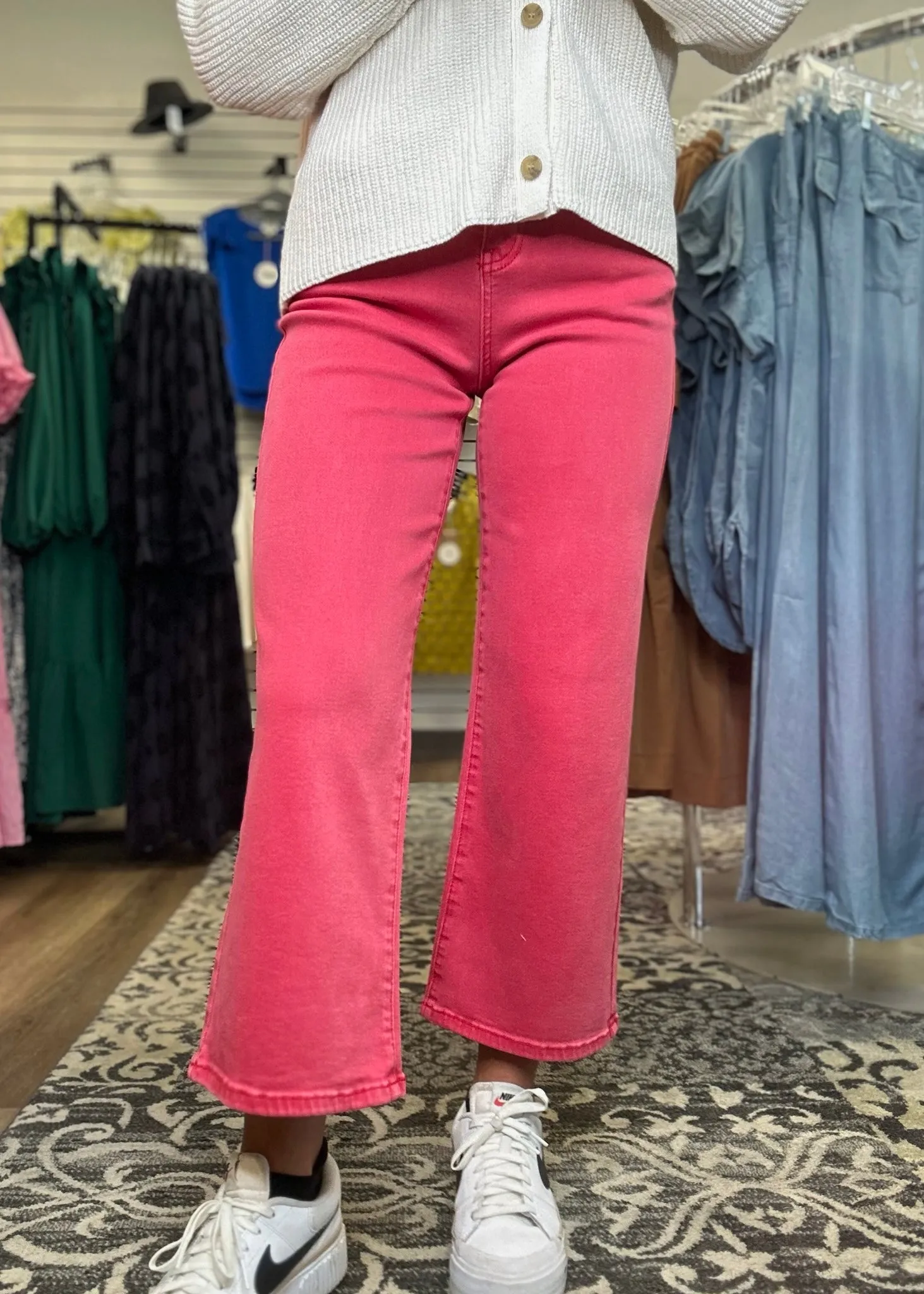 Viva Magenta Wide Leg Crops