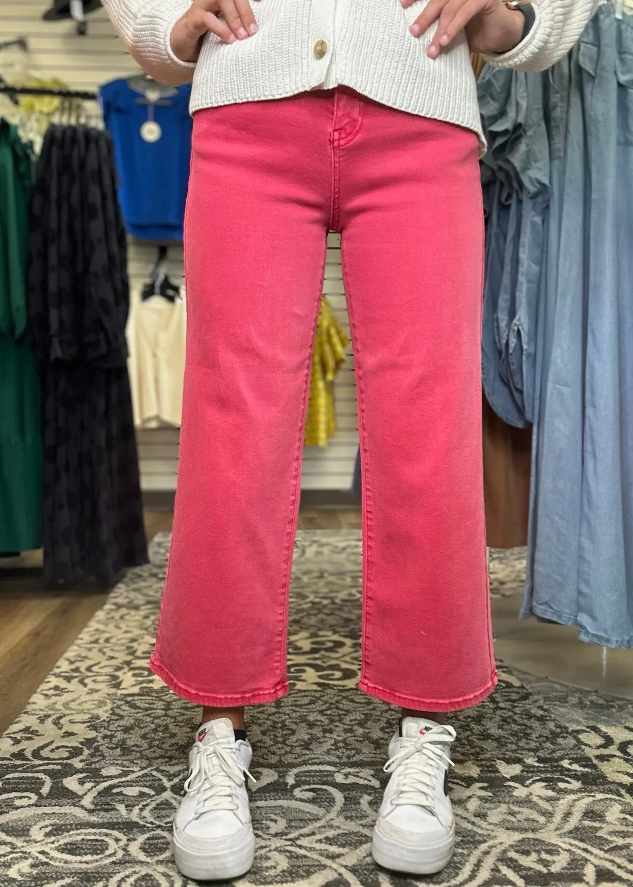 Viva Magenta Wide Leg Crops