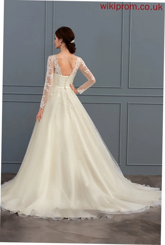 Wedding Alexis With Ball-Gown/Princess Illusion Train Wedding Dresses Tulle Court Sequins Beading Dress Lace