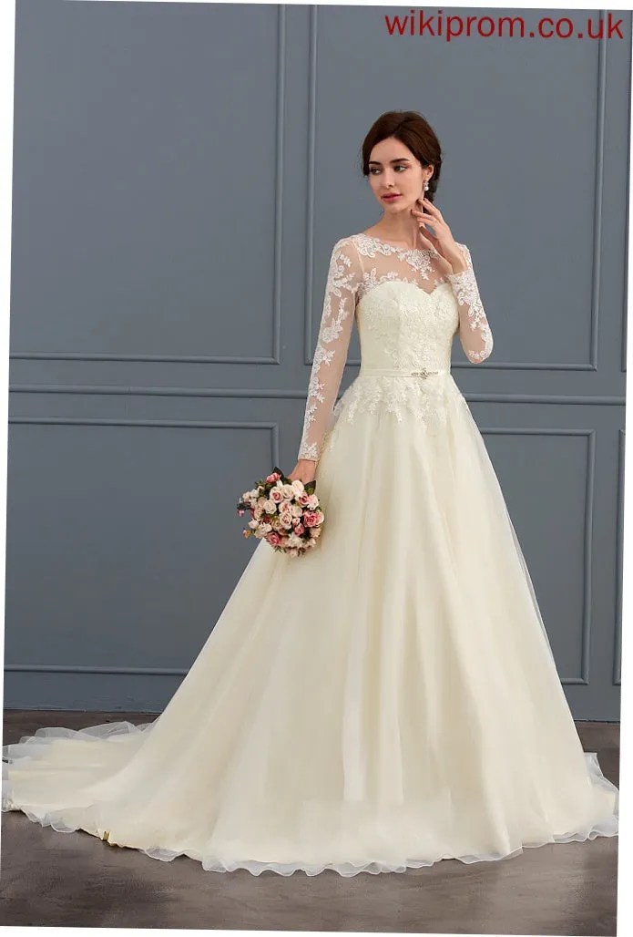 Wedding Alexis With Ball-Gown/Princess Illusion Train Wedding Dresses Tulle Court Sequins Beading Dress Lace