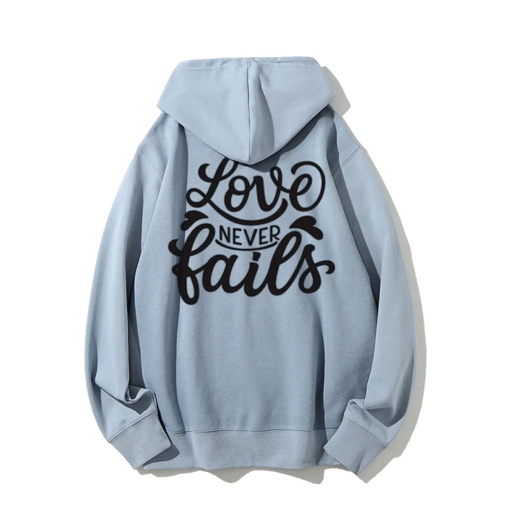 Women LOVE NEVER FAILS Graphic Hoodies