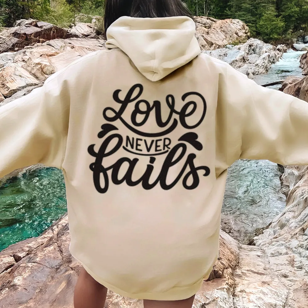 Women LOVE NEVER FAILS Graphic Hoodies