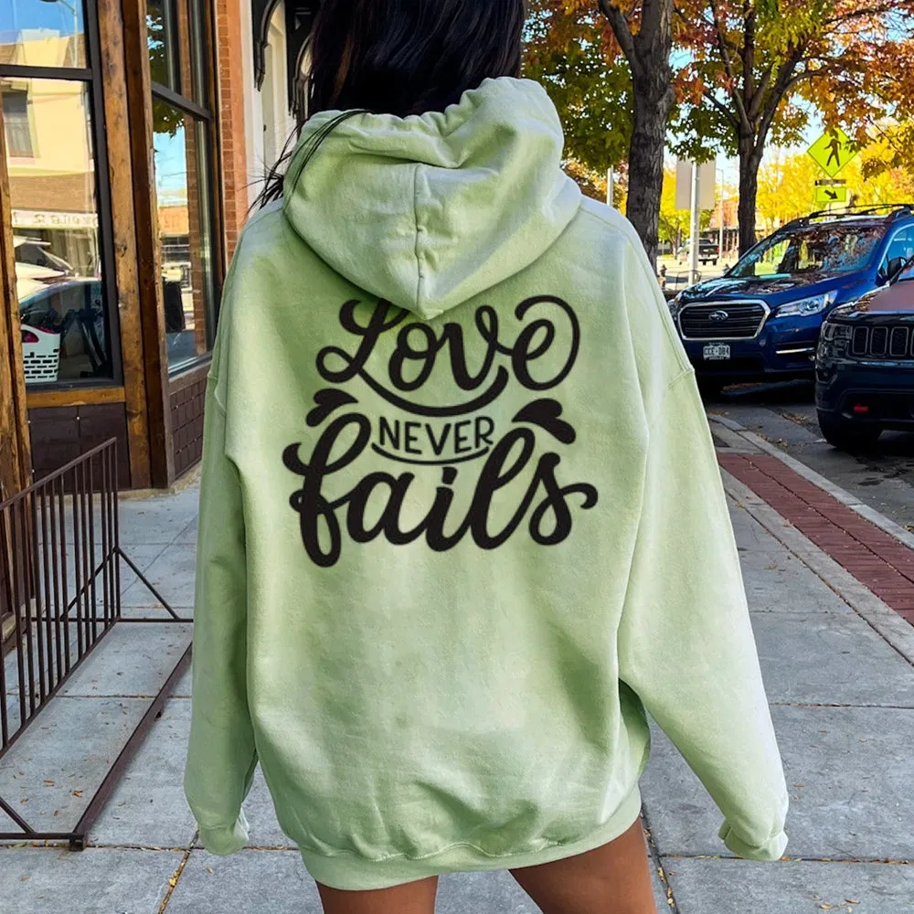 Women LOVE NEVER FAILS Graphic Hoodies