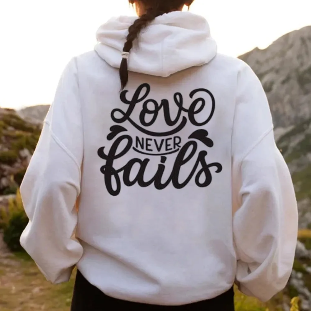 Women LOVE NEVER FAILS Graphic Hoodies