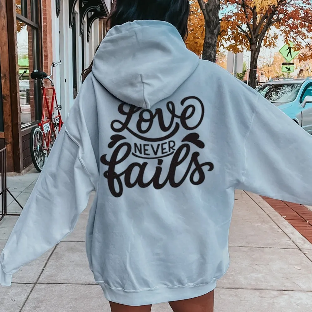 Women LOVE NEVER FAILS Graphic Hoodies