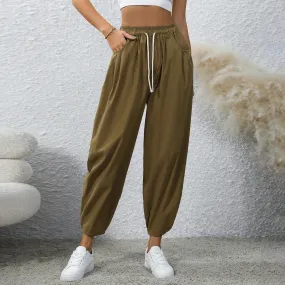 Women's Drawstring Pocket Fashion Loose Casual Pants