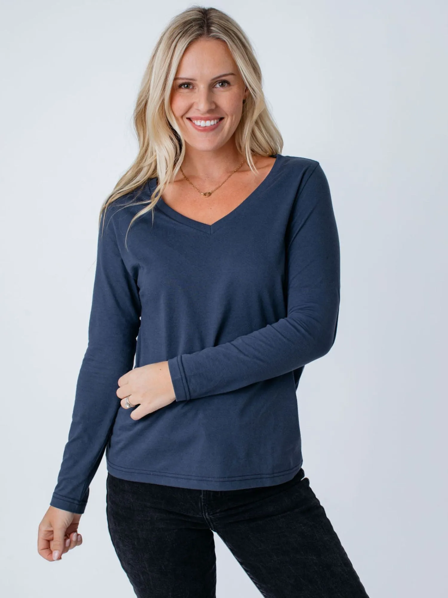 Women's Long Sleeve V-Neck Essentials 5-Pack