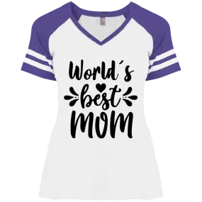 World's Best Mom DM476 Ladies' Game V-Neck T-Shirt