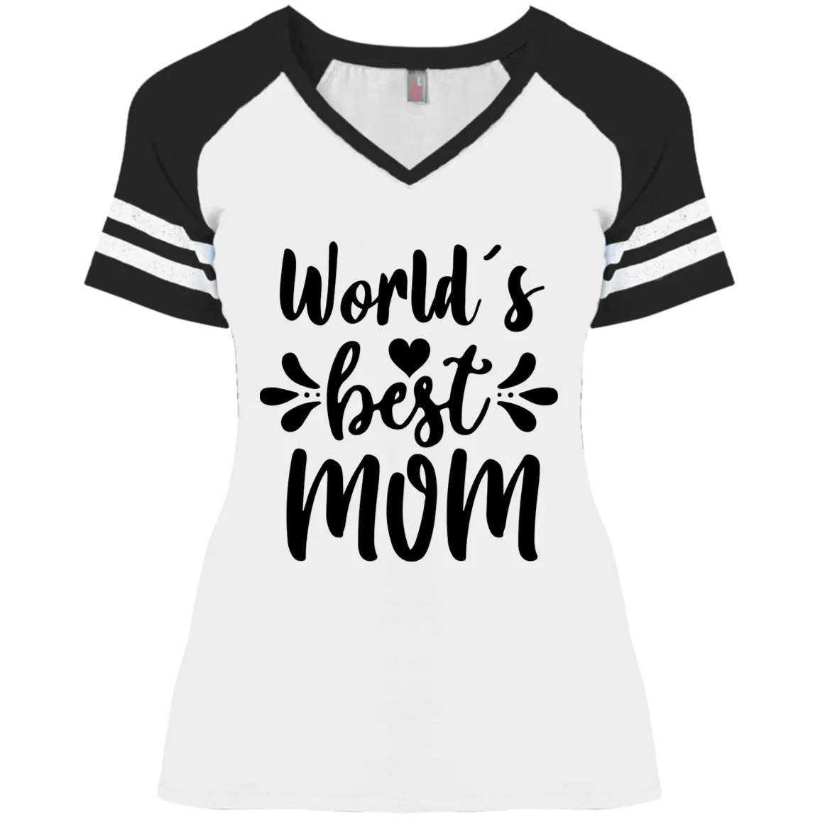 World's Best Mom DM476 Ladies' Game V-Neck T-Shirt