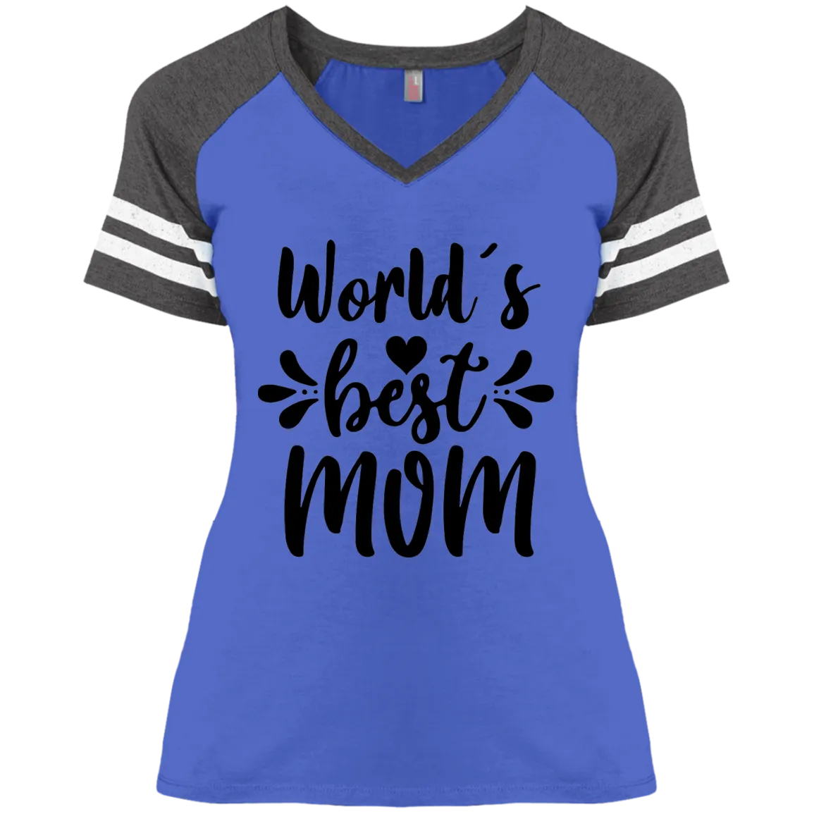 World's Best Mom DM476 Ladies' Game V-Neck T-Shirt