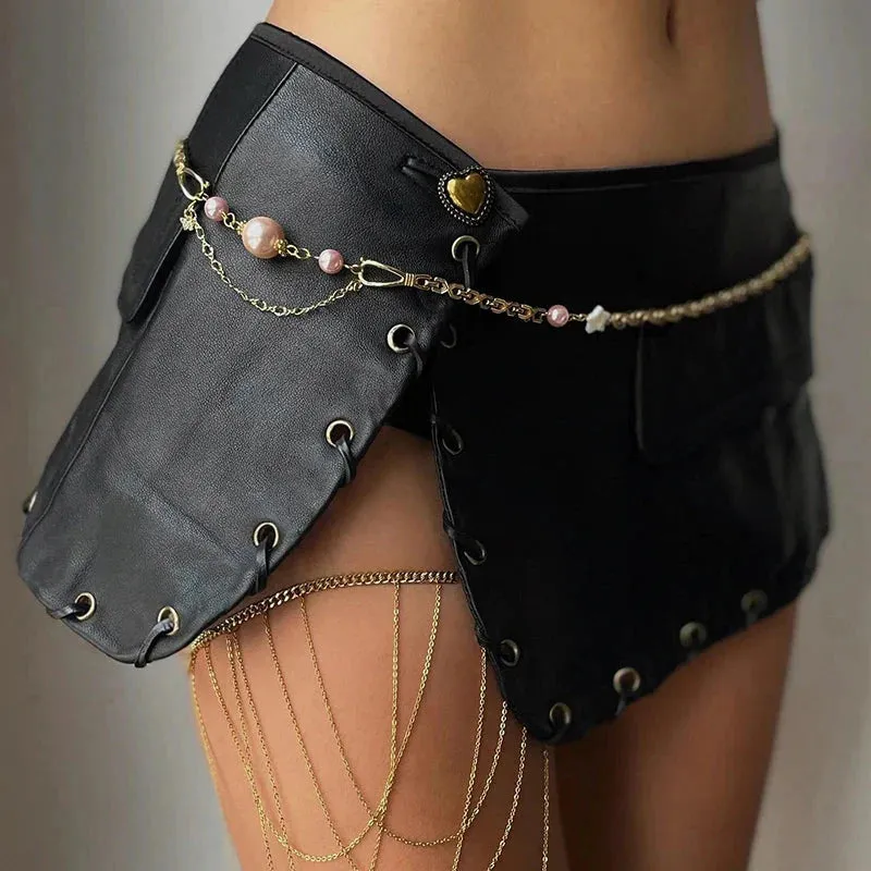 Y2K Grunge Faux Leather Mini Skirt