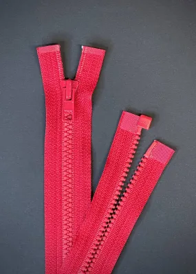 YKK, Open Ended Zip. Vislon 4. Red 40cm